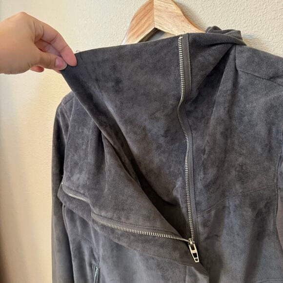BLANK NYC Legendary Faux Suede Motto Jacket Gray Women's size Medium Biker - Picture 5 of 14